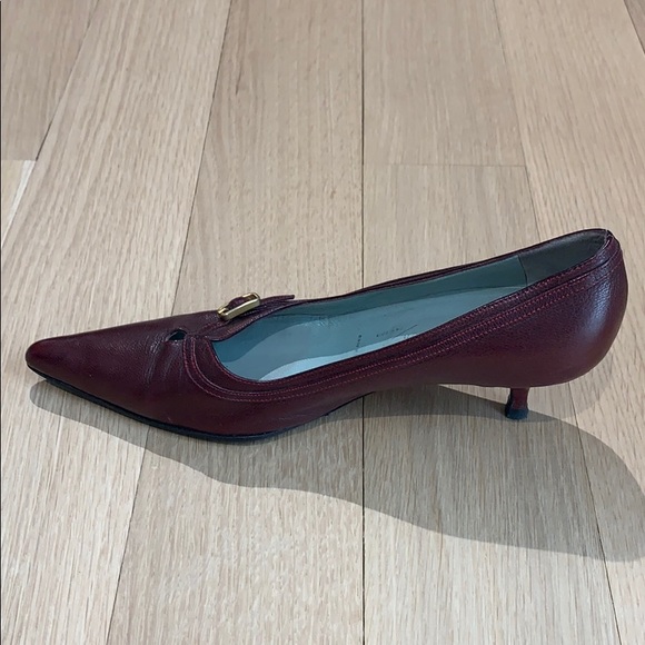 Sigerson Morrison Kitten Heel Burgundy Shoes - 7.5 - Picture 5 of 7